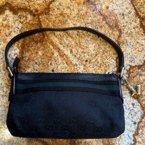 Gucci GG Canvas Sherry Line Accessory Pouch Black Khaki. Perfect condition